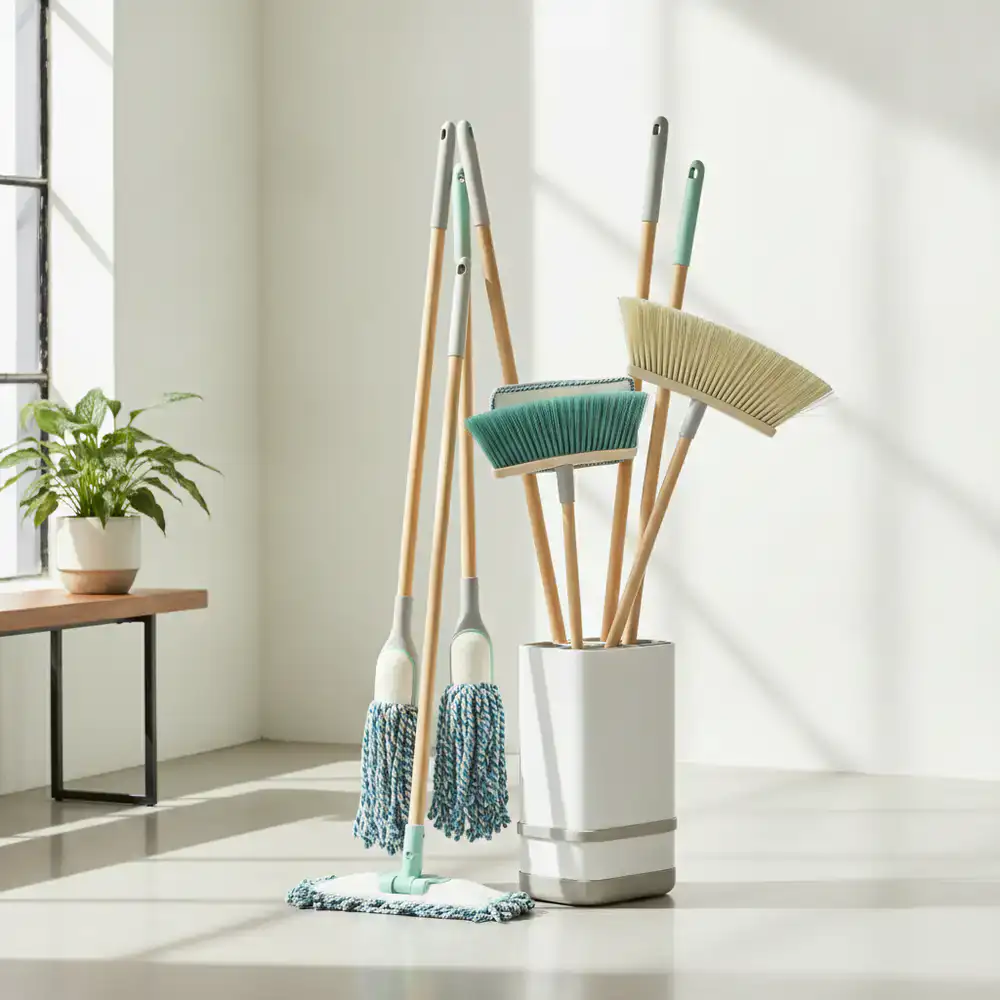 Ergonomic mops and brooms