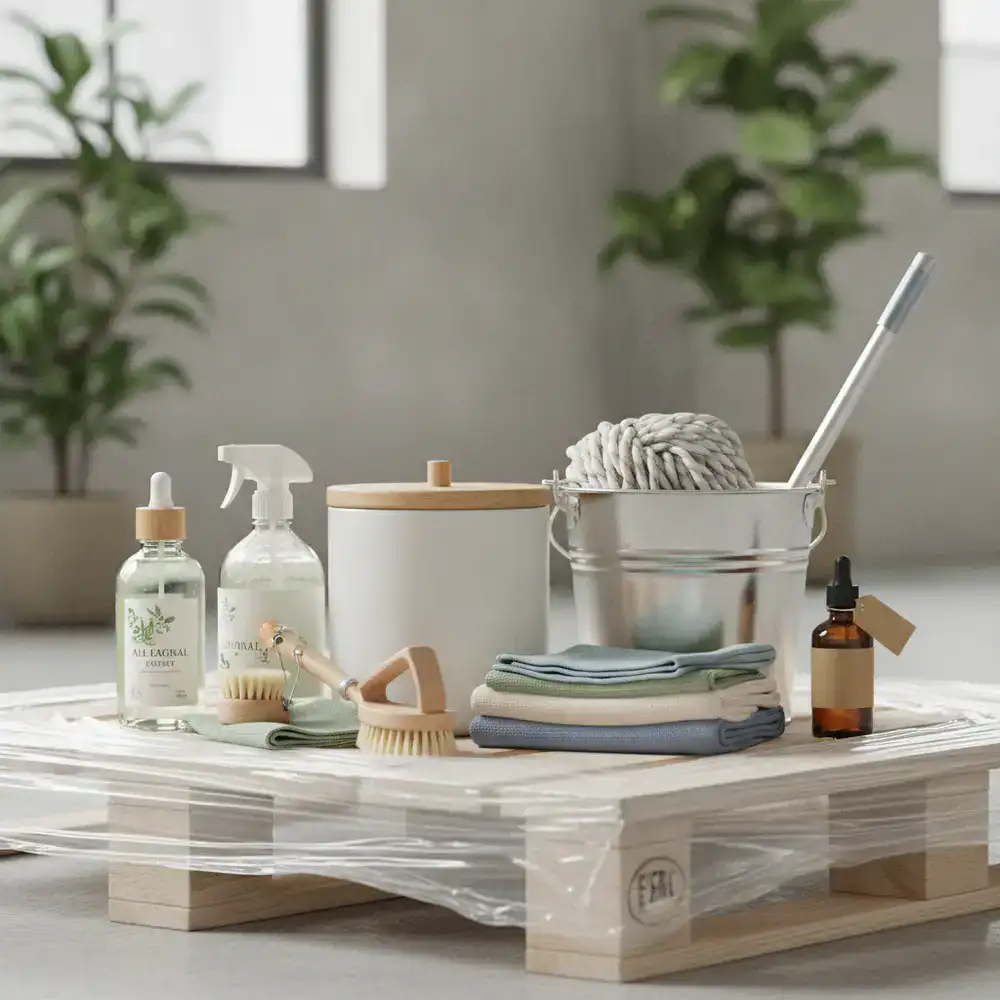 Assortment of high-quality cleaning supplies ready for delivery